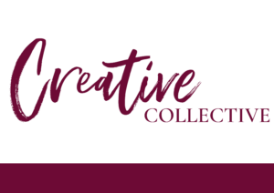 Red letters on a white background, 'Creative Collective'